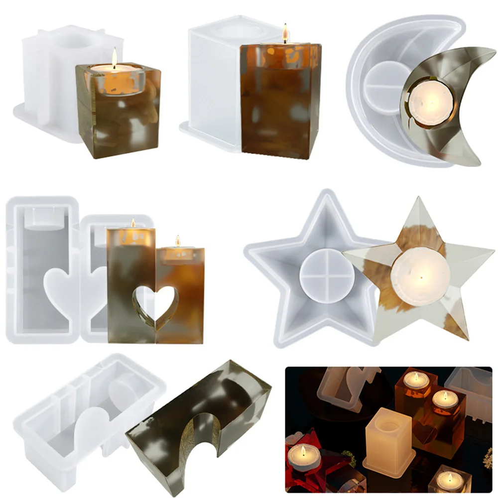 Chzimade 1pc Star Moon Heart Candle Silicone Molds Handmade Resin Soap Storage Forms Candle Making DIY Tools Home Decoration