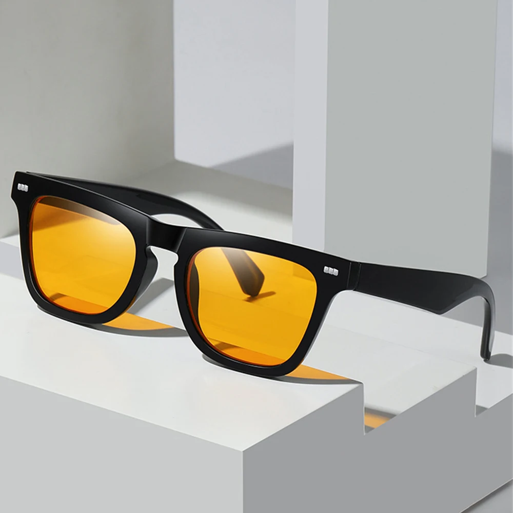 VIVIBEE Quadratische Blaulichtfilter-Brille für Herren, Gaming, Orange, UV400-Gläser, Büro, Damen, Mattschwarz, Schutzbrille, 2026 im Trend – Detail 2