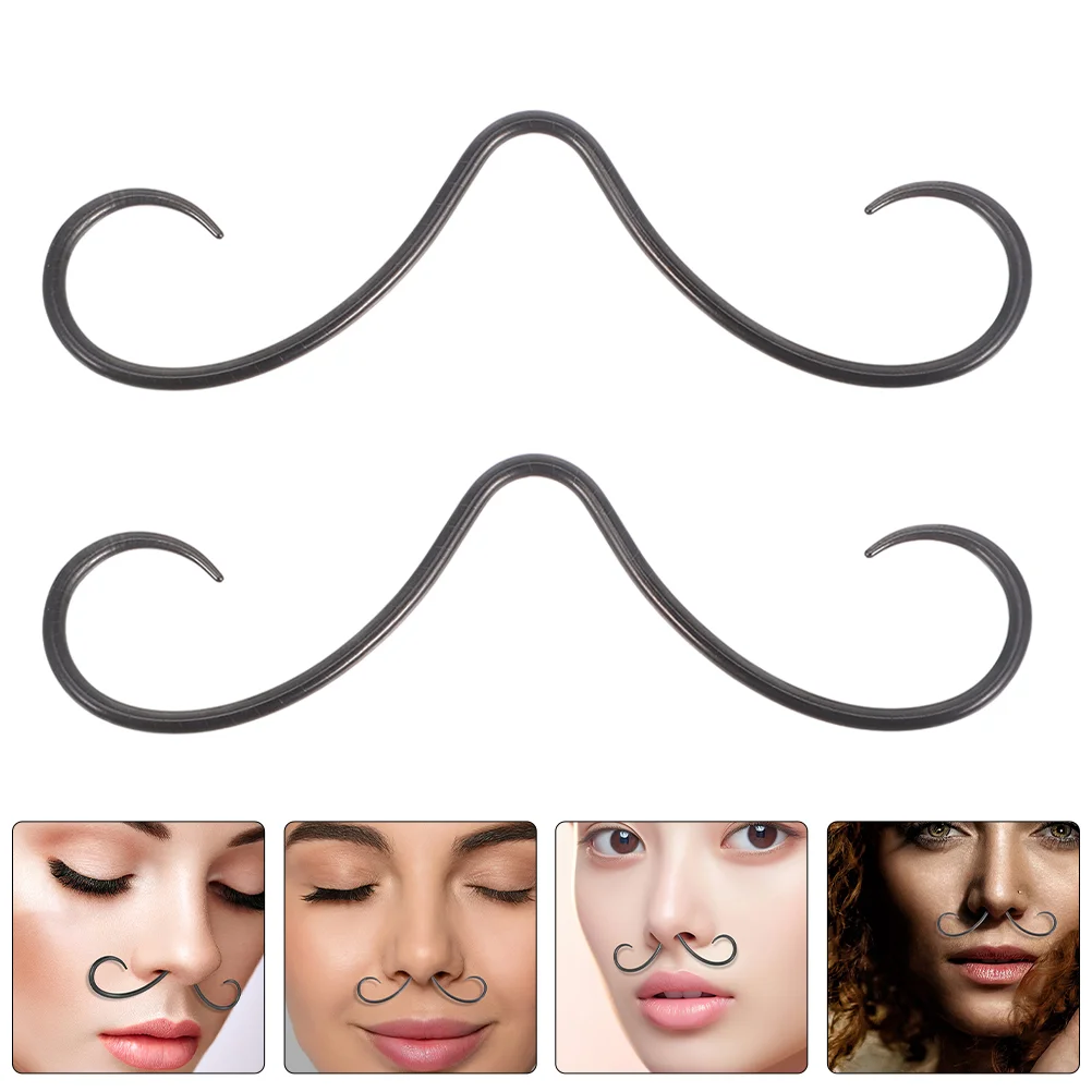 2 Pcs Nose Ornament Mustache Prop Man Rings Stainless Steel Cute Septum Jewelry