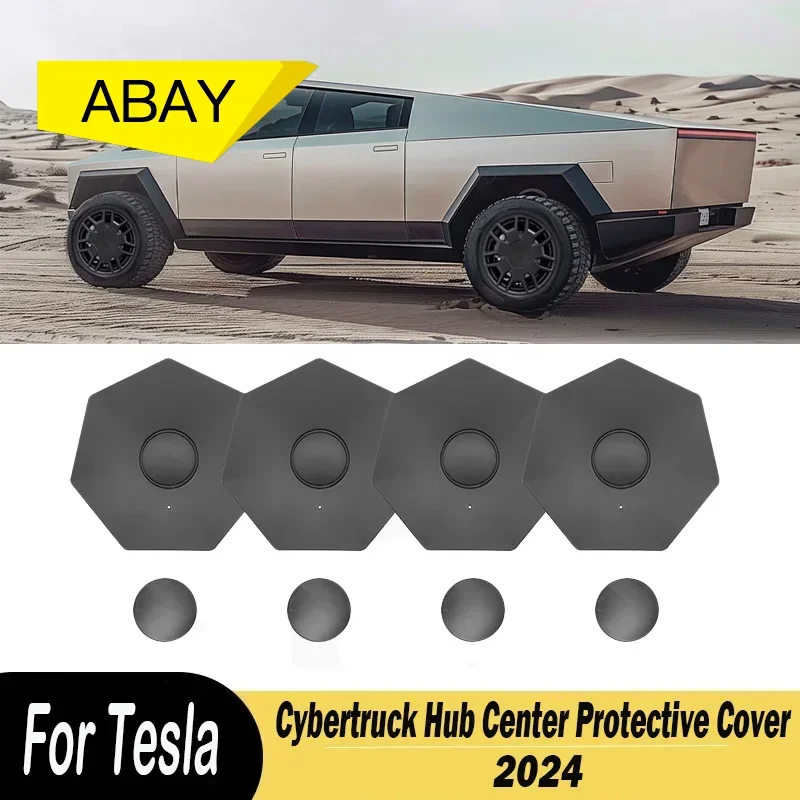 

For Tesla Cybertruck 2024 High Quality ABS Black 4Pcs Hub Center Protective Cover Car Guard Protector Modified Car Accessories
