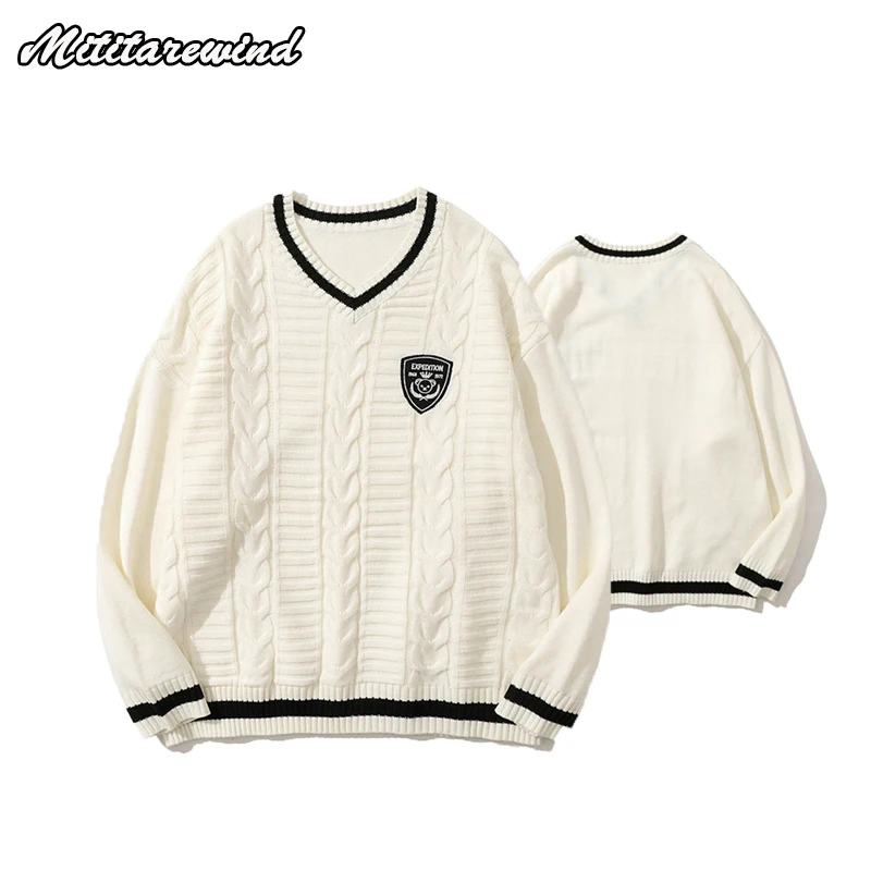 

Sweater For Men And Women Spring Couple Ins Loose Oversize Preppy Hip Hop Lazy Style Women Gentle Pullovers Casual Knitwear