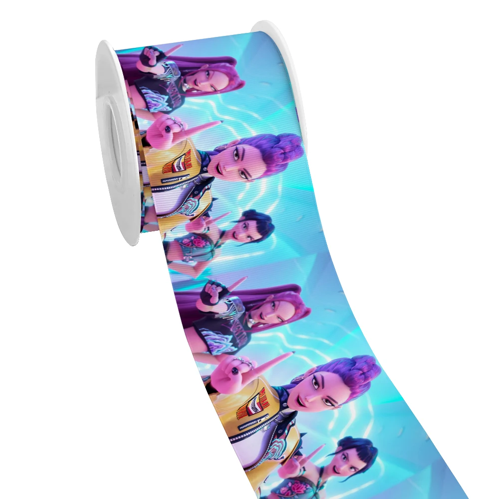 جديد K البوب هنتر الشريط الكرتون نمط مطبوعة Grosgrain شريط من الساتان لتغليف الهدايا الشعر القوس الحرفية ملحق 50 ياردة #5