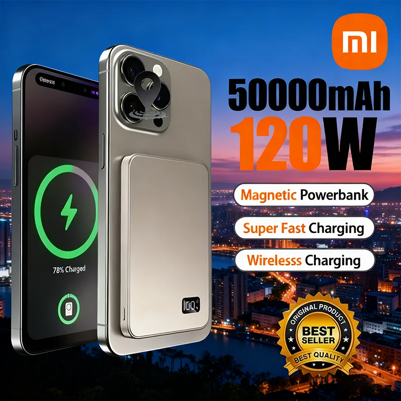 باور بانك لاسلكي مغناطيسي بشهادة Xiaomi 3C بقدرة 500000 مللي أمبير في الساعة لشحن MagSafe السريع وبطارية محمولة رفيعة للغاية وشحن آيفون #1