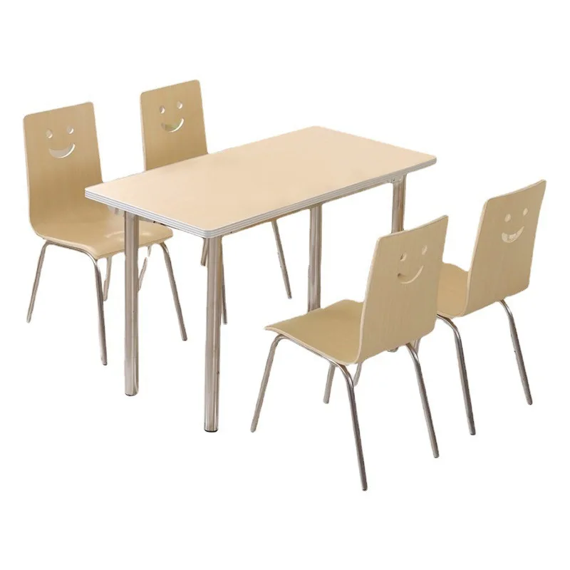 

Staff canteen dining table 4 people KFC split dining table and chairs factory school stainless steel canteen dining table
