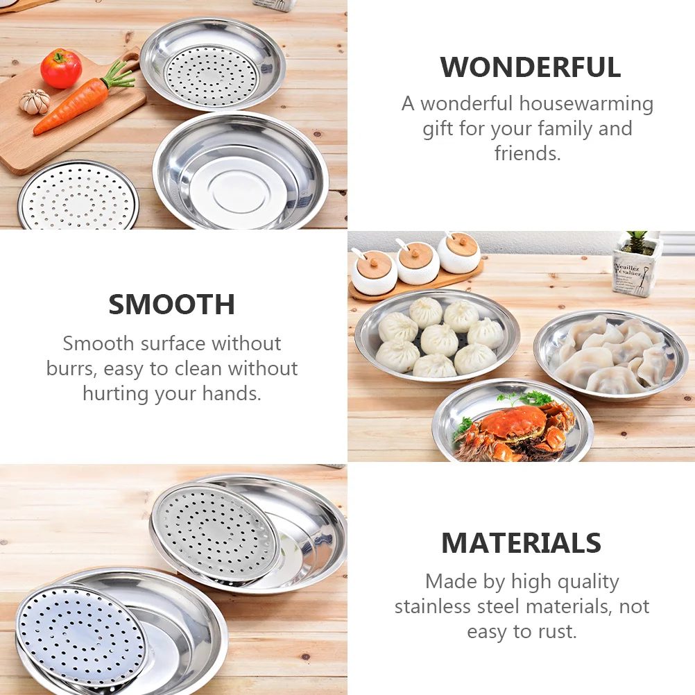 

Stainless Steel Drain Plate Split Cooling Kitchen Snack Plate Thickened Multi-Purpose Dumpling Rack Sushi French Fries Fried