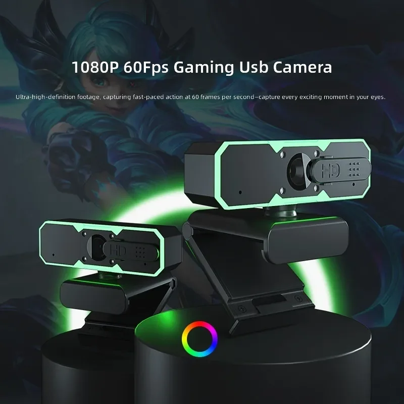 for Ring Light Fill Light Camera Microphone Gaming USB Camera 60fps Computer 1080p Camera