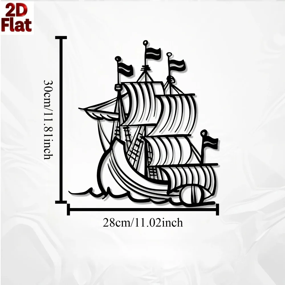CIFBUY Vintage Iron Wall Art Nautical Ship Metal Mural Weather Resistant Decor Indoor Living Room Outdoor Garden Fence Maritime