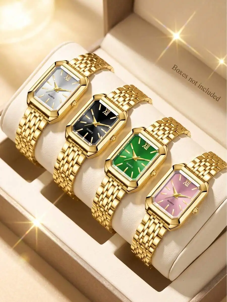 1pc Women's Alloy Strap Watch, Fashionable, Casual, Elegant, Lightweight Luxury Elegant, Rectangular Dial Quartz Watch,