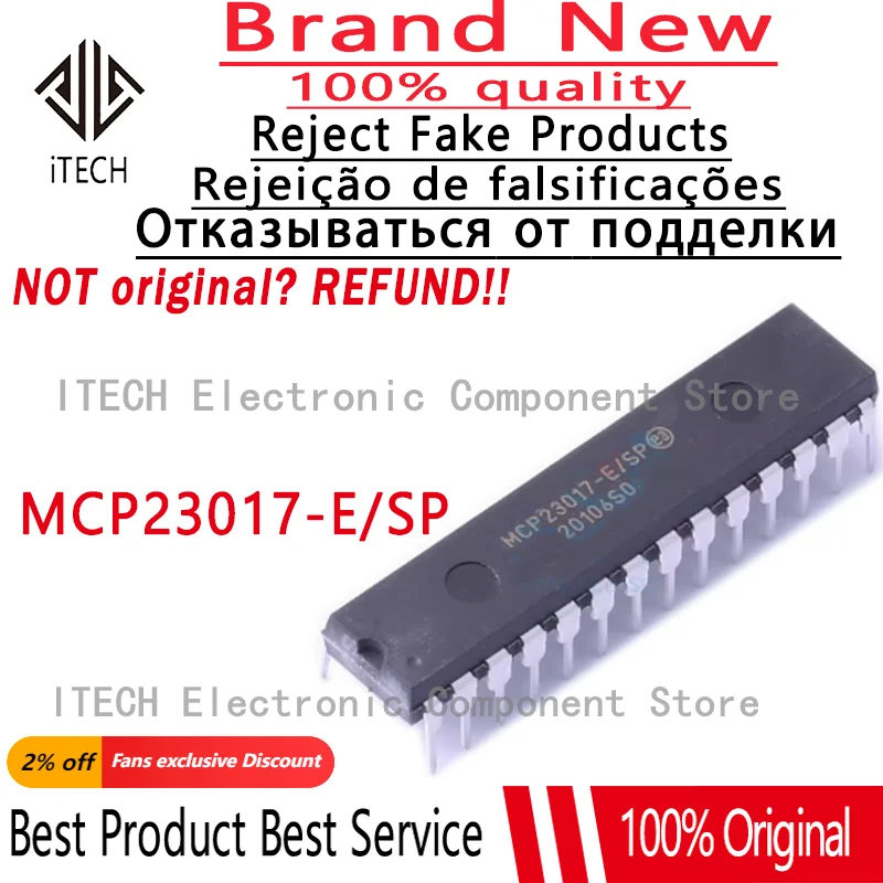 10pcs/lot Original MCP23017-E/SP MCP23017 DIP-28 Extender Controller Plug-in Chip 100% New and Genuine