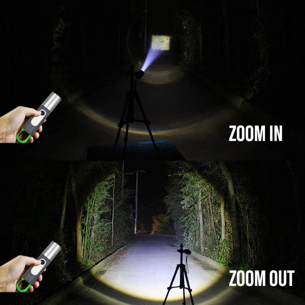 Super Bright LED COB Flashlight Mini Keychain Light Portable Searchlight Outdoor Camping Light with High Bright COB Side Light