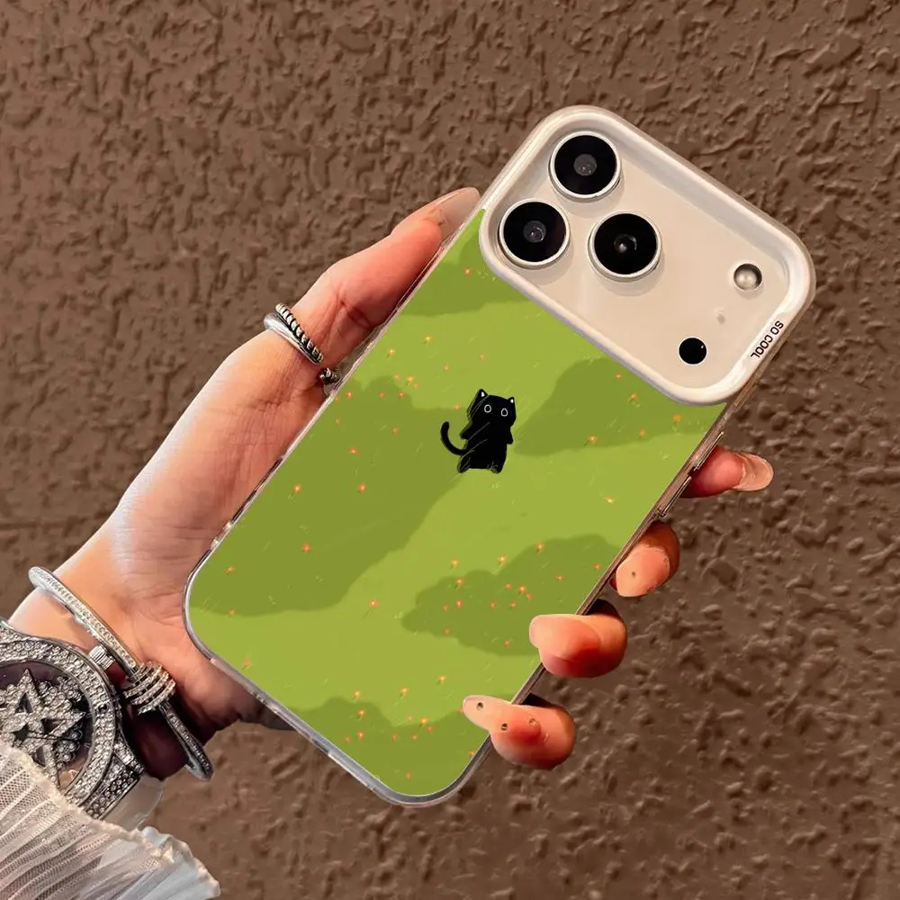 حافظة هاتف القطة في الحديقة لهاتف آيفون 17 16 15 14 13 12 11 برو/ ماكس/بلس غطاء خلفي مقاوم للصدمات مضاد للبصمة