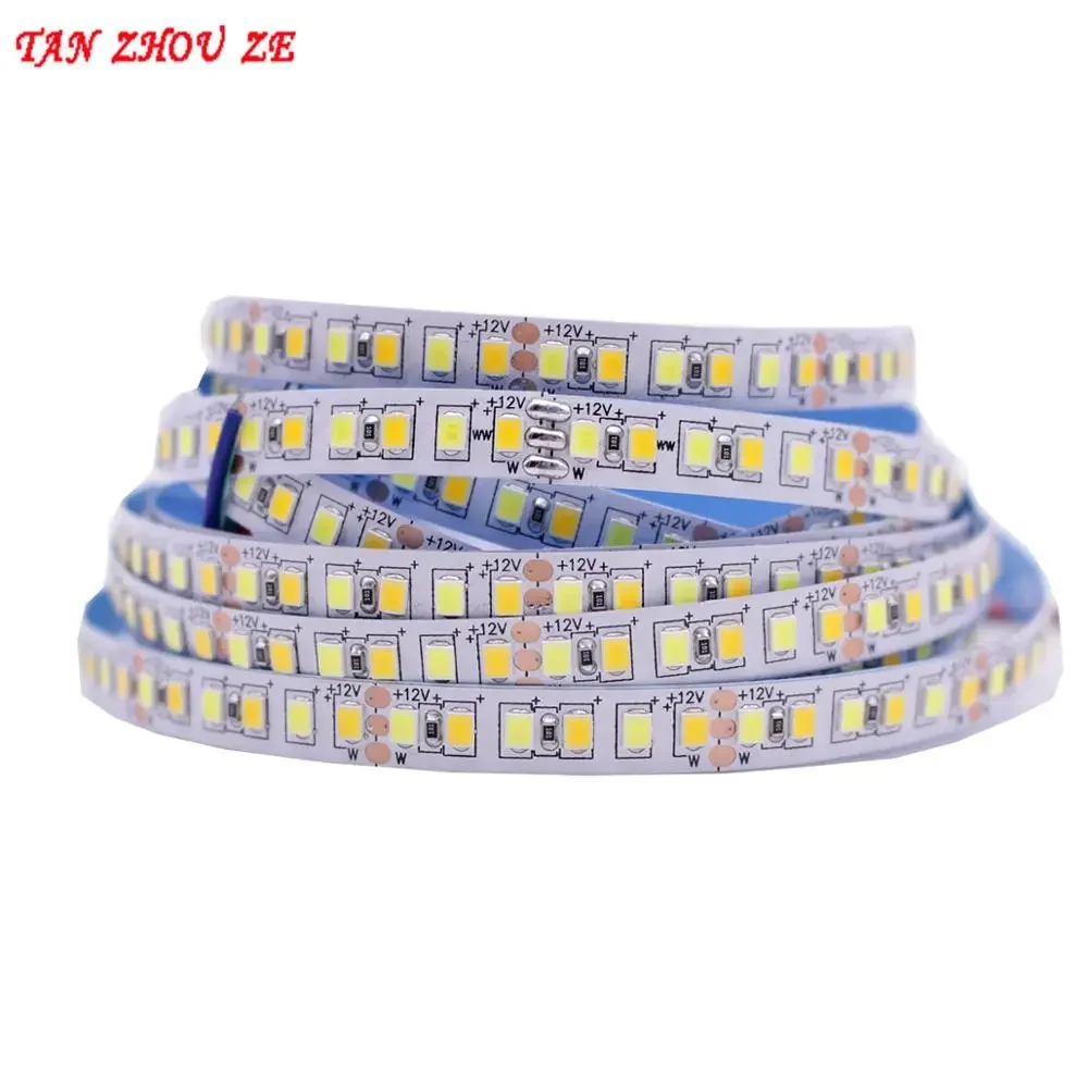 Bande Lumineuse LED Flexible à Température Réglable de 5m pour Document Touriste, CRI80 + SMD2835 CCT, 12V, 24V DC WW CW
