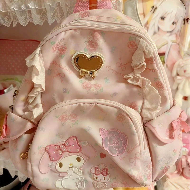 Sanrio My Melody розовый кавайный рюкзак с принтом аниме сумка для хранения милые аксессуары с героями мультфильмов для девочек дорожный рюкзак для отдыха подарок