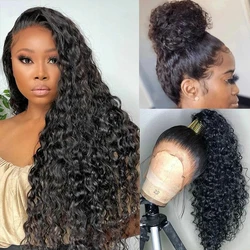 Deep Wave Frontal Wig Human Hair 4x4 Water Wave Closure Wigs 13x4 Curly Human Hair Wig Transparent Lace Wig 250 Density Remy