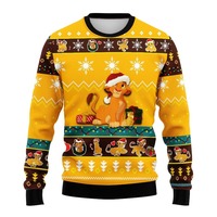 Disney The Lion King Christmas Ugly Pattern Sweatshirt Santa Hat Simba Graphic Adult Kids Top Winter Wear Boys Girls Clothes Y2k