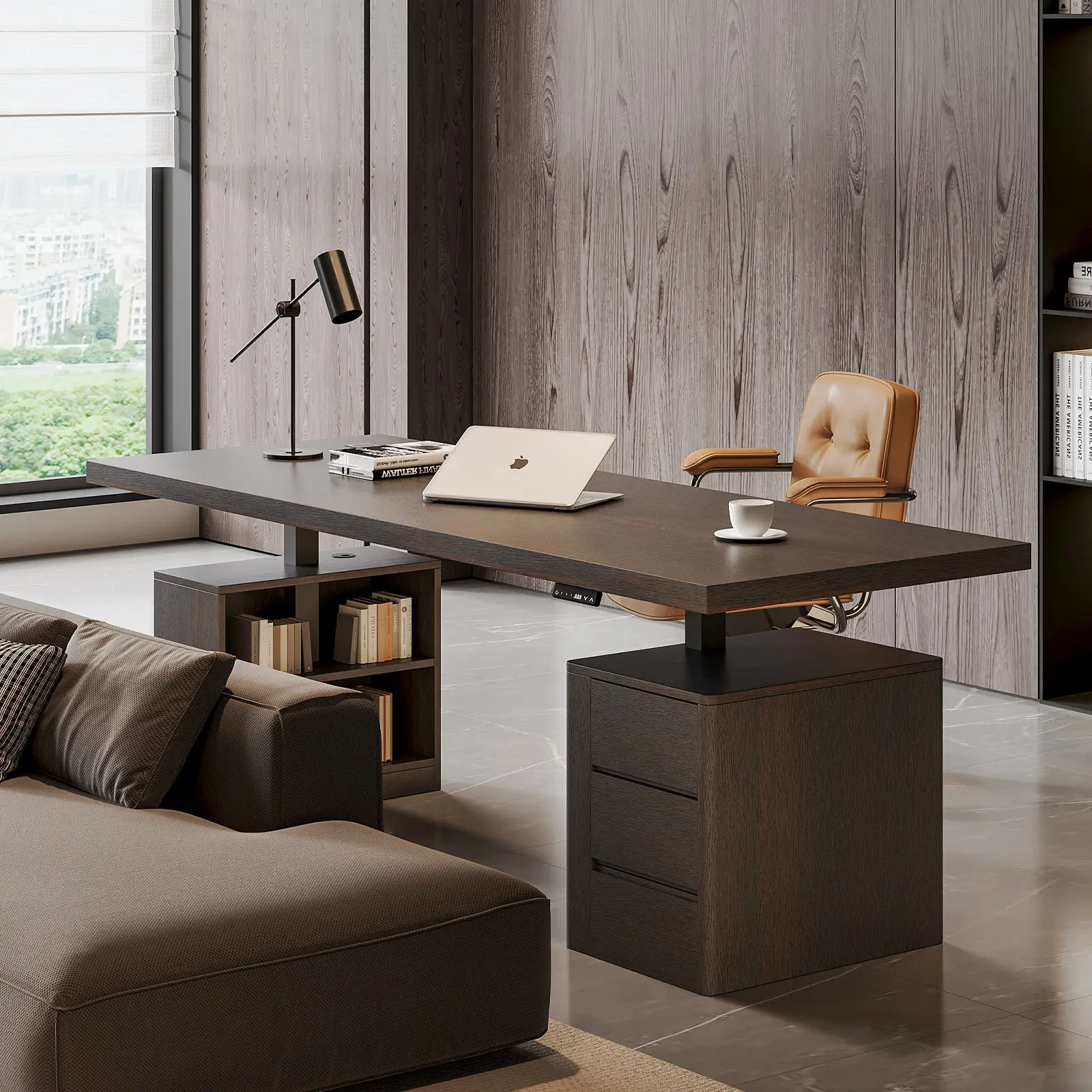 Italian light luxury lifting desk study desk home sofa back long table