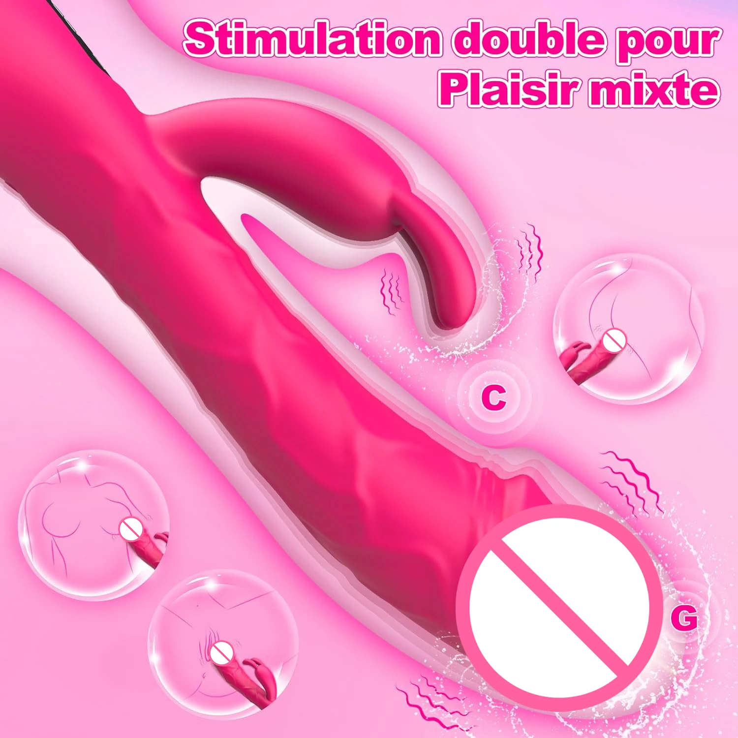 2 in 1 G-spot Rabbit Vibrator LCD Display Vibrating Clitoral Stimulator Realistic Dildo Vibrator G-Spot Adult Sex Toys for Women - Image 3