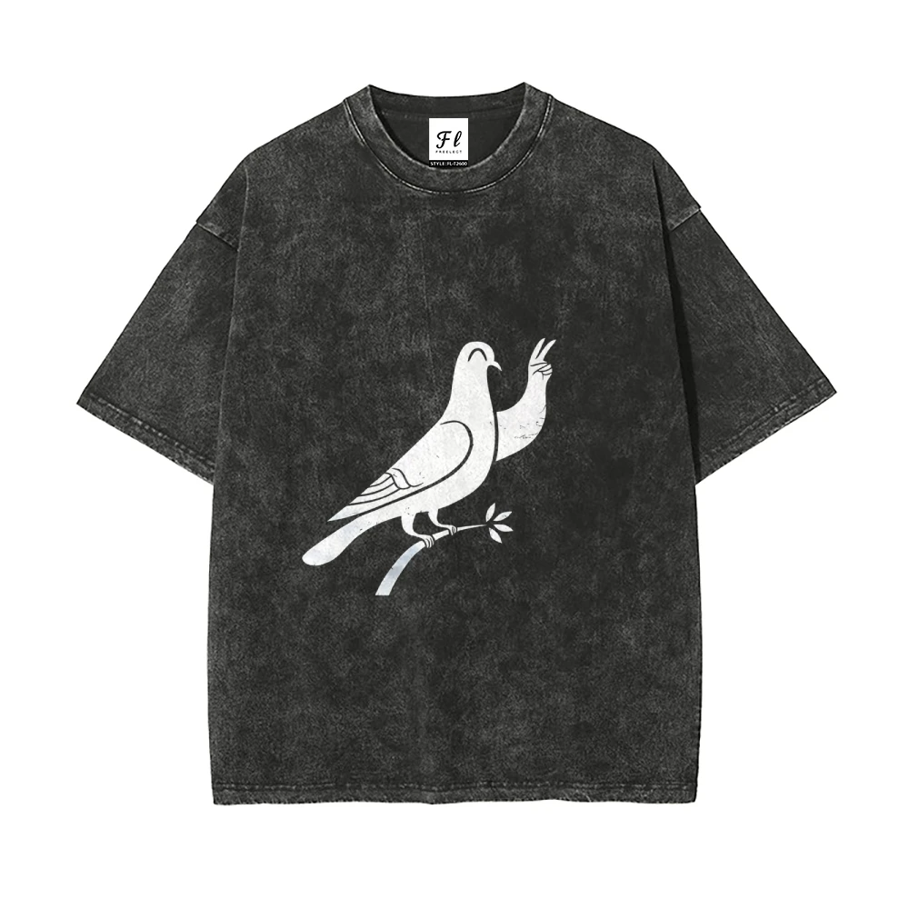 เสื้อยืดนกพิราบสันติภาพนกน่ารักกราฟิกฤดูร้อนลำลองหลวมแขนสั้นผ่อนคลายหวานสัญลักษณ์ที่ไม่ซ้ำกันเสื้อผ้าแฟชั่นยอดนิยม