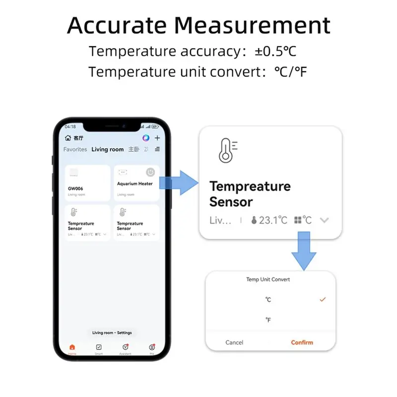 TUYA WIFI Temperature Sensor 2.4G Waterproof Smart Home Device APP Remote Monitoring Functionality 2M