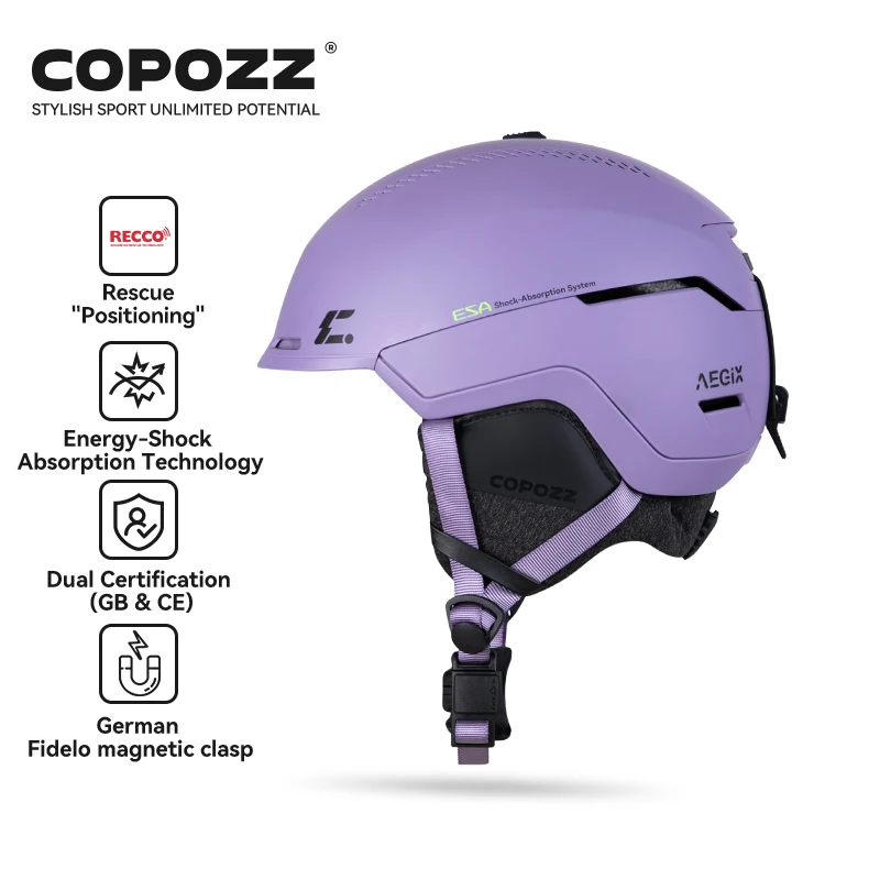 หมวกกันน็อคสกีสำหรับผู้ใหญ่ COPOZZ สำหรับฤดูหนาว ป้องกันการกระแทก ระบบช่วยเหลือตำแหน่ง REECCO ระบายอากาศได้ดี สำหรับผู้หญิงและผู้ชาย หมวกนิรภัยสำหรับเล่นสกี