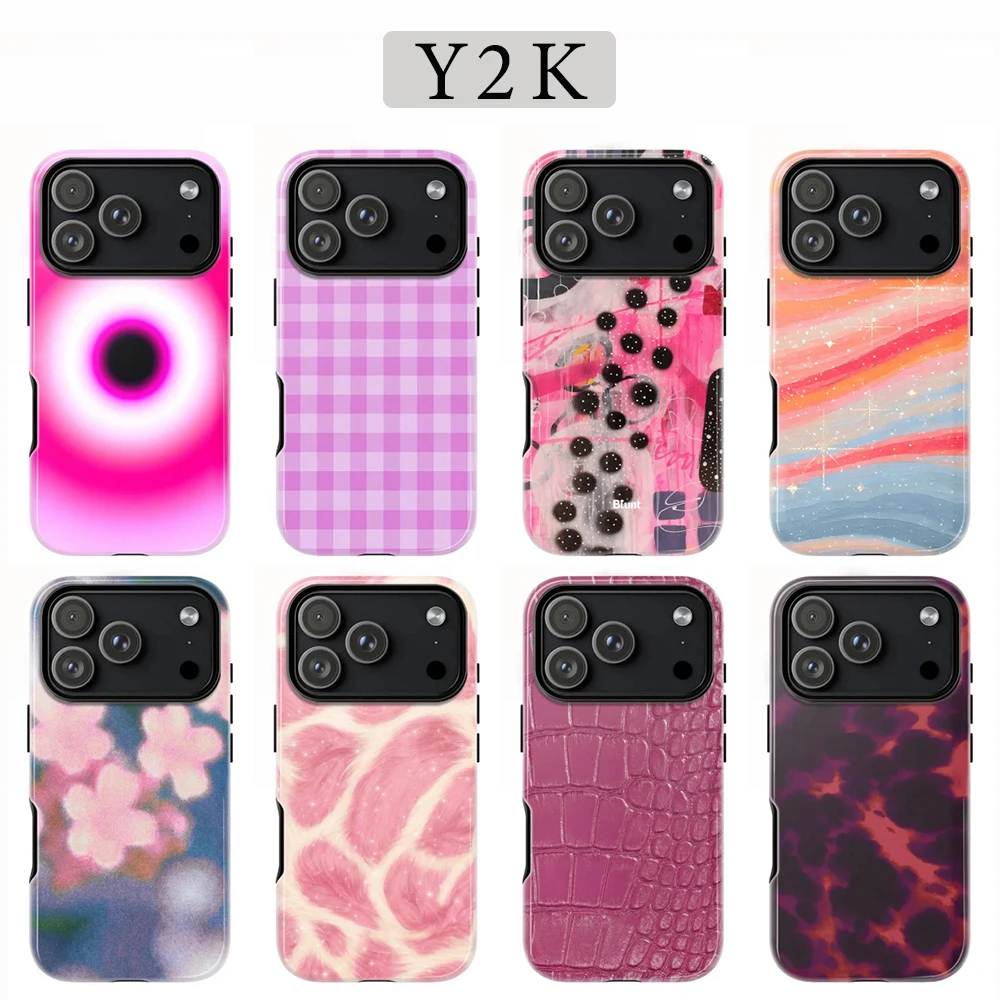 Y2k Swag Purple Girds Phone Case for Samsung Galaxy S20 S23 S24 S25 S26 FE Plus Ultra Edge 4G 5G Luxury Double-layer Back Cover