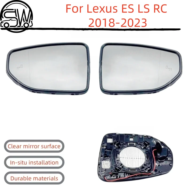 For Lexus ES LS RC 2018‑2023 Rearview Mirror Glass With Blind Spot.