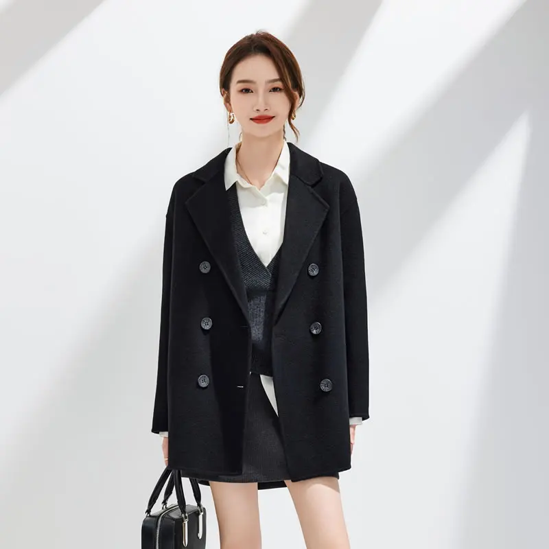 Ladies' 100% Cashmere Thick Double-Sided Long jacket, Classic and Multifunctional, Fashionable And Suitable For Business