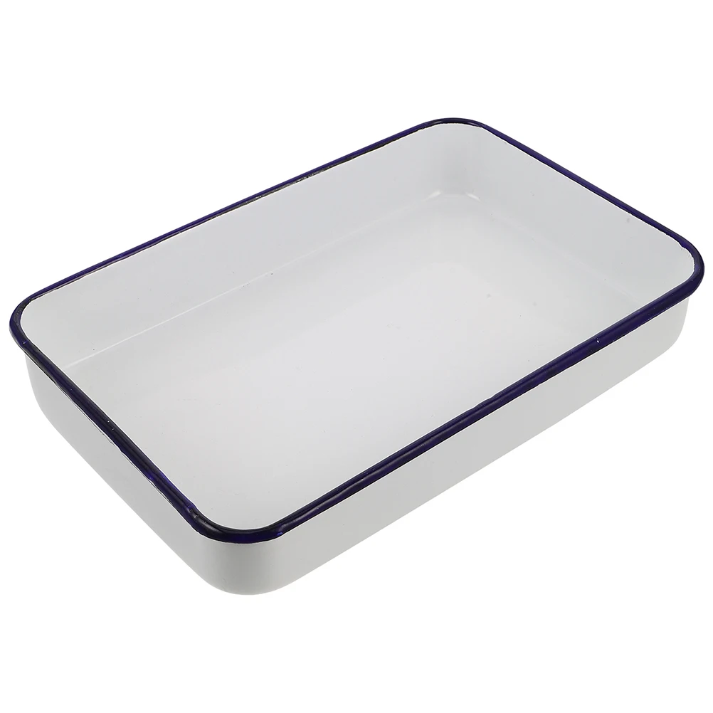 

Enamel Baking Pan Retro Tray Oven Roaster Plate High Temp Resistant Easy Clean Kitchenware Lasagna Chicken Tin
