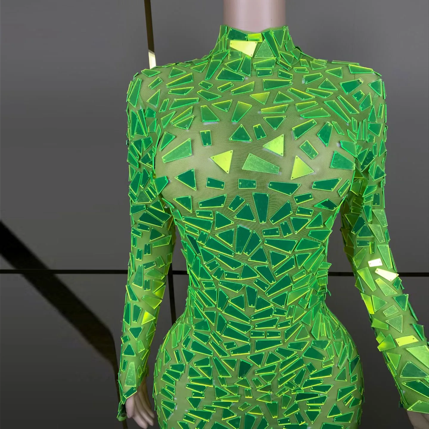 2025 카니발 여성 거울 의상 긴 소매 슬리밍 드레스 축제 축하 정장 파티 쇼 스커트 여성 의상