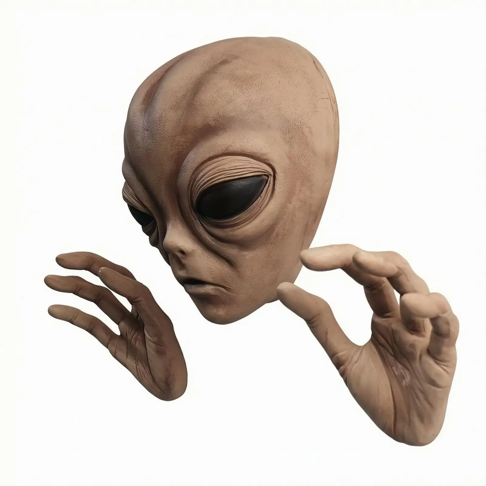 escultura-de-alienigena-com-cabeca-e-maos--superficie-moldada-lisa-design-tridimensional-conjunto-de-cabeca-e-maos-extraterrestres-para