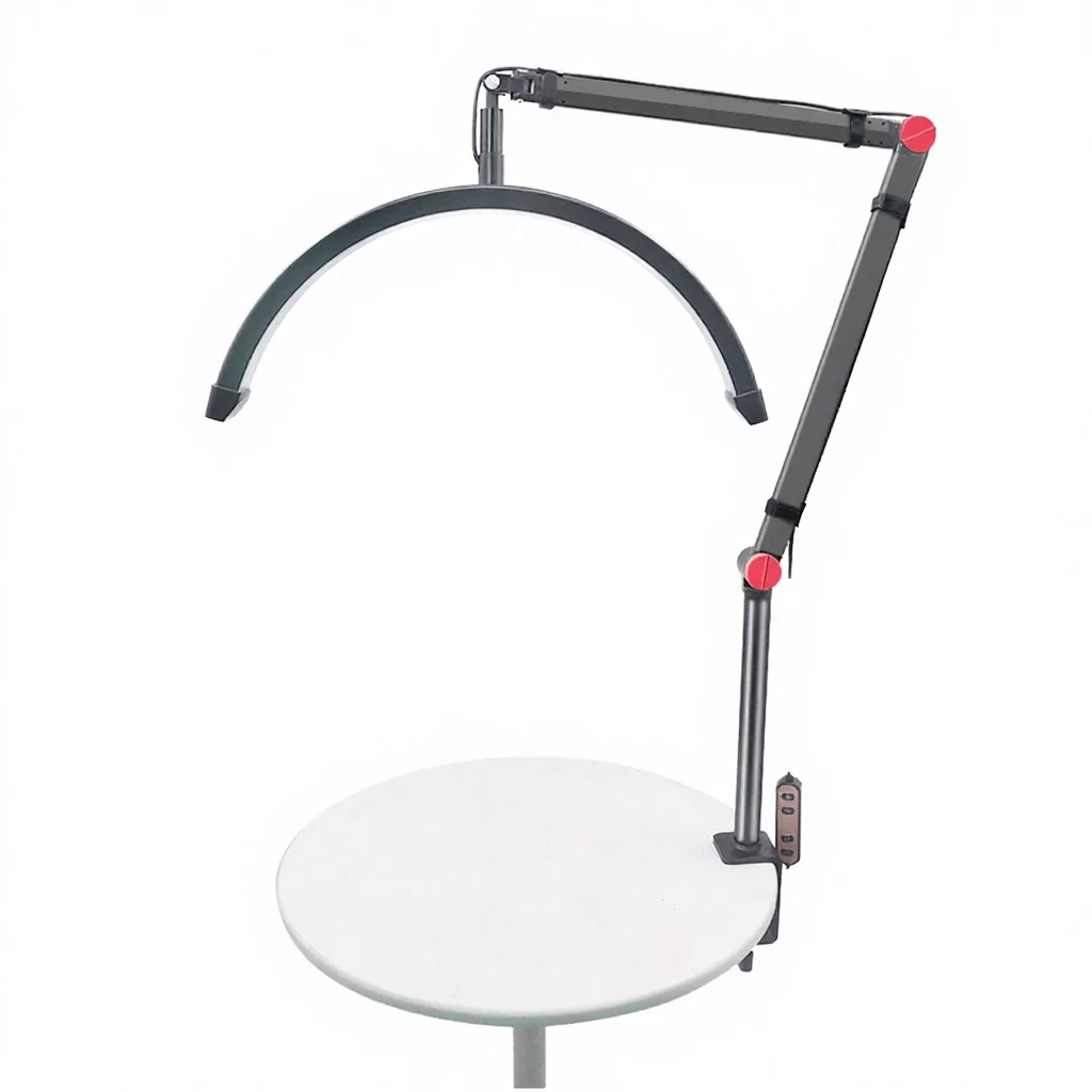Half Moon LED Lash Lamp 16 Inch 20W Desktop Clamp Type Shadowless Makeup Nail Art Floor Lamp Tool