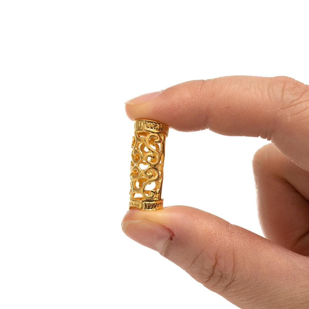 10pcs Antique Filigree Long Curved Noodle Tube Spacer Beads For DIY European Charm Bracelet Necklace Jewelry Making Accessories