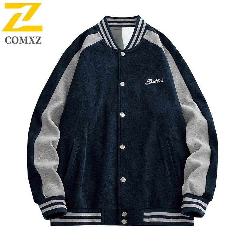 

COMXZ New Spring Autumn Baseball Jacket Coat Men Fashion Trendy Ins Letter Embroidery Couple Student Cardigan windbreaker Thin