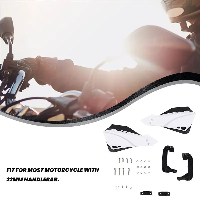 AEA7-White Universal Motorcycle Handguard Motocross Hand Guard Protector For Motorcycle 22Mm Handlebar Protector