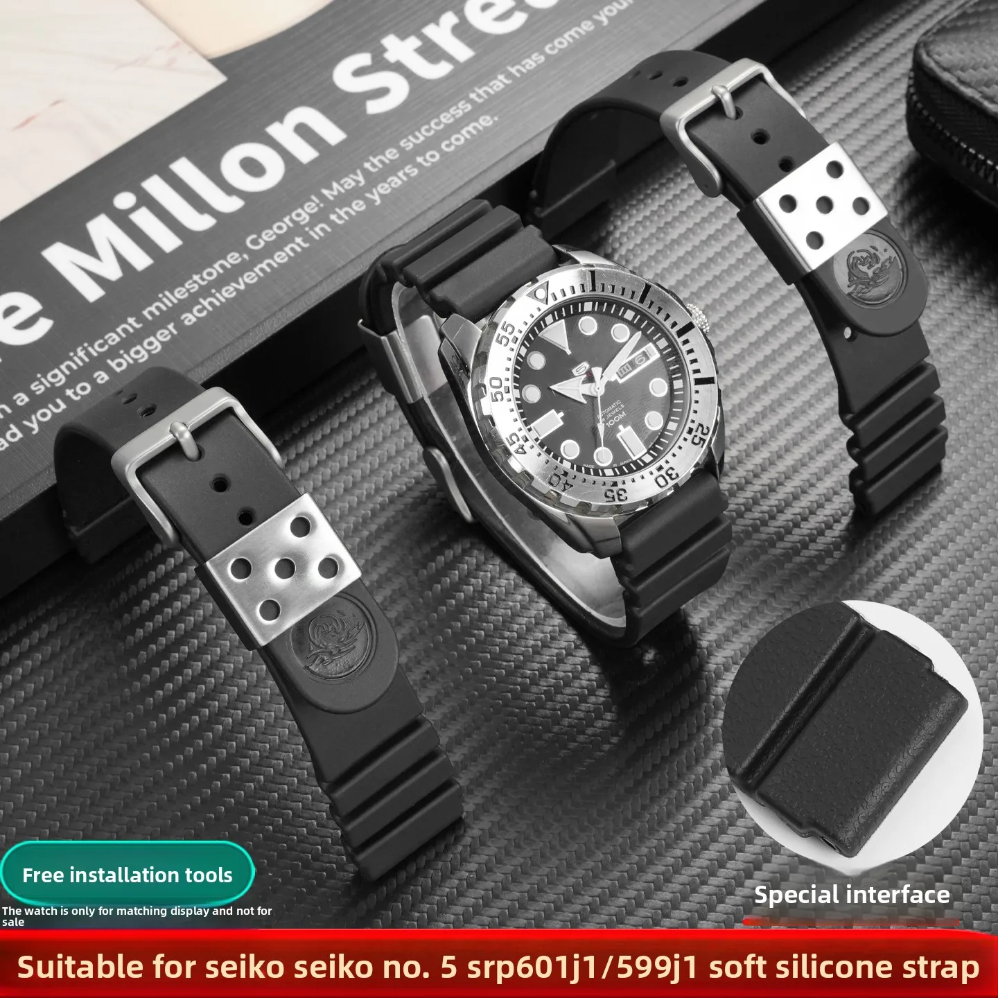 

Силиконовый ремешок для часов 22 мм для Seiko NO.5 SRP601J1 SRP599J1 SRP605J2, мужской спортивный водонепроницаемый резиновый ремешок для часов, сменные аксессуары