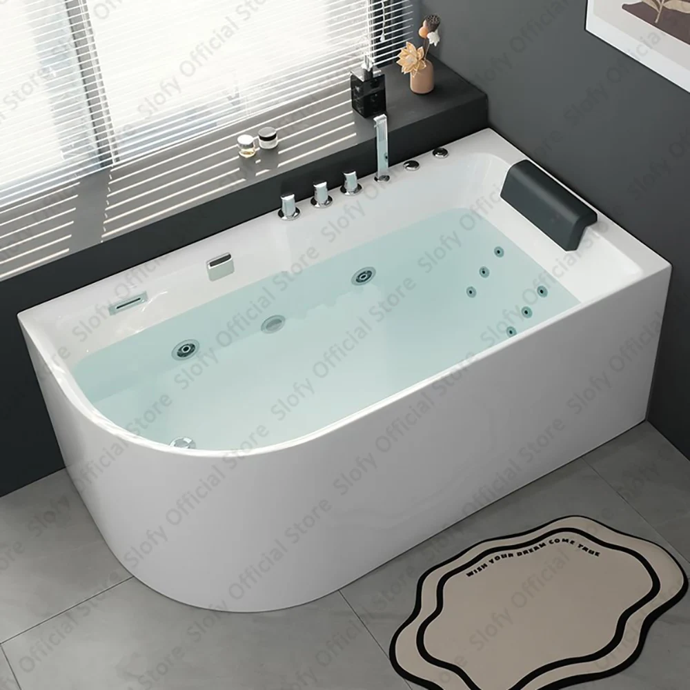 Multifunctional Acrylic Bathtub For Family,Fan shaped Bathtub Strong Load-Bearing Capacity Right Skirt,Modern Bathroom Furniture