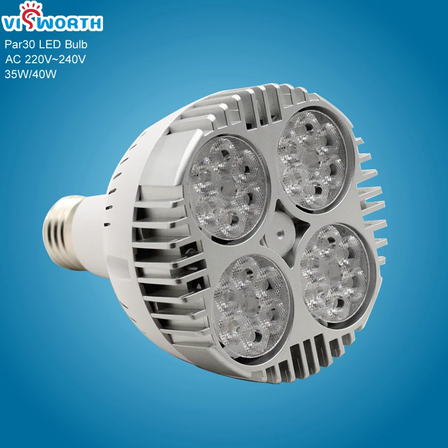 Foco LED PAR30 E27 35W 40W AC 220V 240V LED Par Lampara luz diurna fría y cálida bombillas LED blancas para mercado, salones de exposiciones