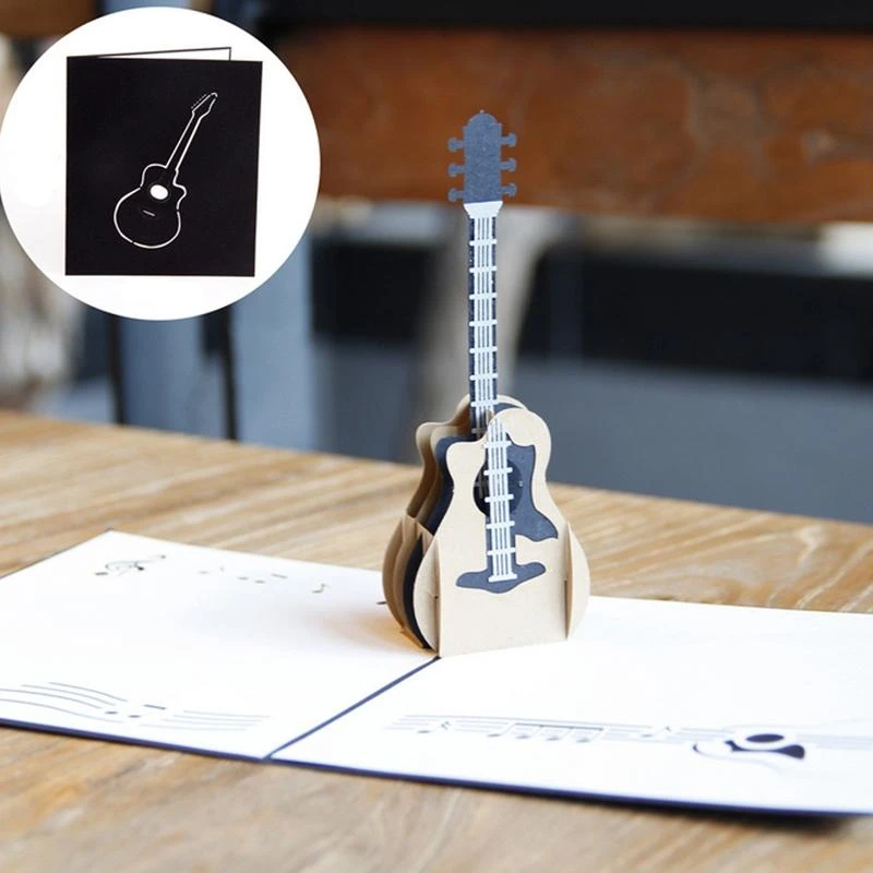 3D for Pop Up Guitar Greeting Card for Congratulations Music Lovers Happy Birthday Thank You with Envelope Invitation,New Year G