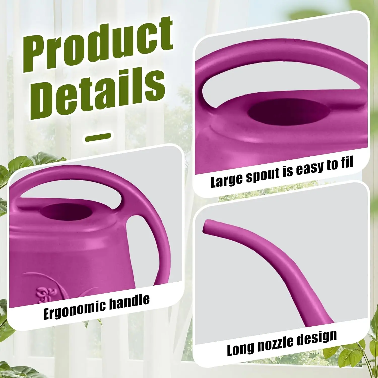 Plastic Watering Can 1 Gallon with Long Stem Spout for Garden Watering view 3