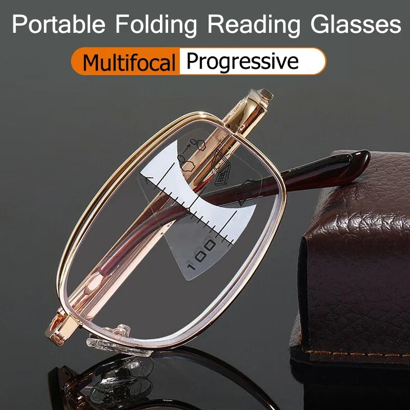 Near-far dual-purpose multi-focus Folding Reading Glasses Men Portable Smart Progressive Women Anti-Blue Ray Computer Eyewear