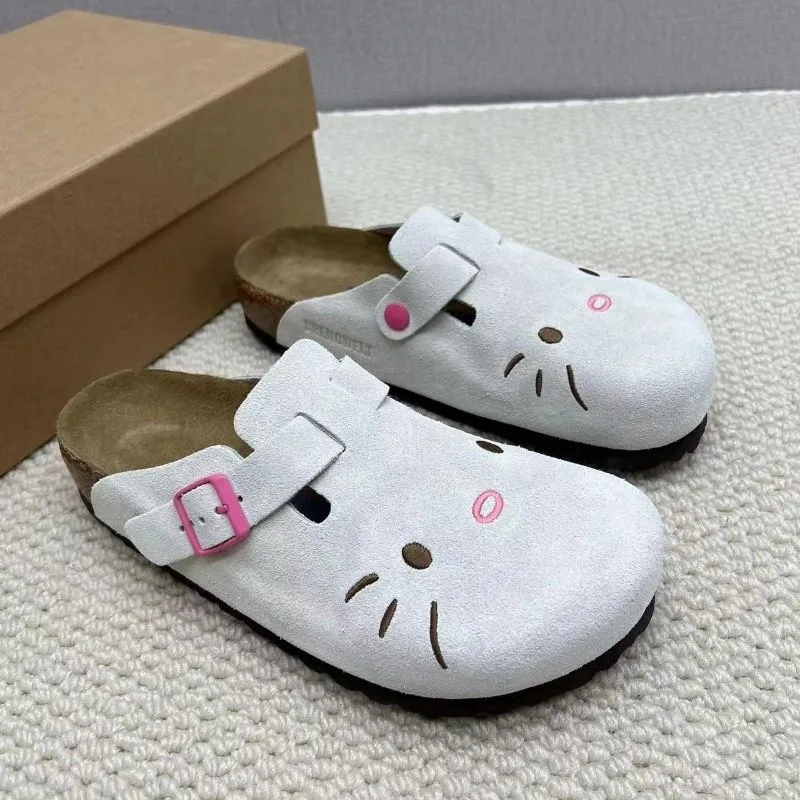 Sanrio Original Hello Kitty Cute Platform Baotou Slippers Women Spring Autumn New Womens Shoes 2025 New Street Style Lazy Shoes