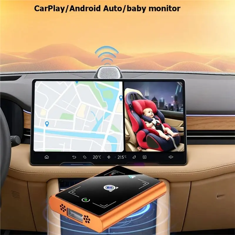 AT29-Super Wide Angle Baby Monitor With Voice Assistant Wireless Carplay& Android Auto Night Vision 5Ghz Wifi Car