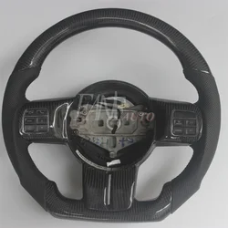 Replacement Real Carbon Fiber Steering Wheel with Leather for Jeep Wrangler 2011-2018