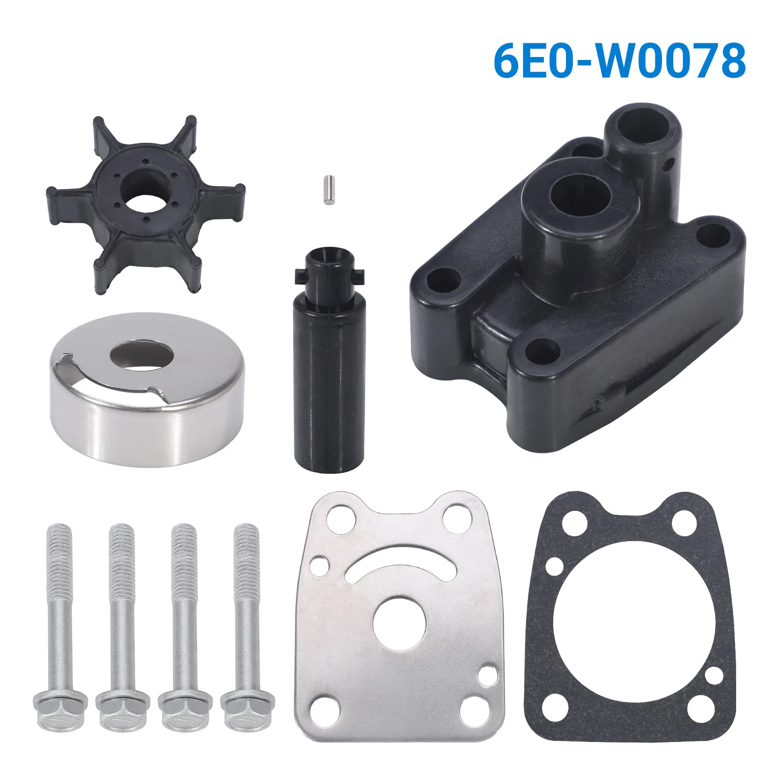 OE 6E0-W0078 6E0-44352-00 Marine Water Pump Repair Kit for Yamaha 2 Stroke 4 5 HP Outboard Models Engine Water Pump Impeller Kit