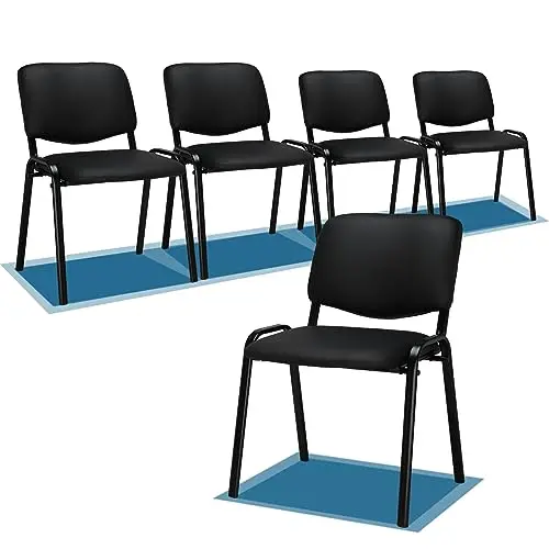 5-Pack Waiting Room Chairs, Stackable Chair for Office, Pu-Black | Stacking Chairs, Armless Church Chairs