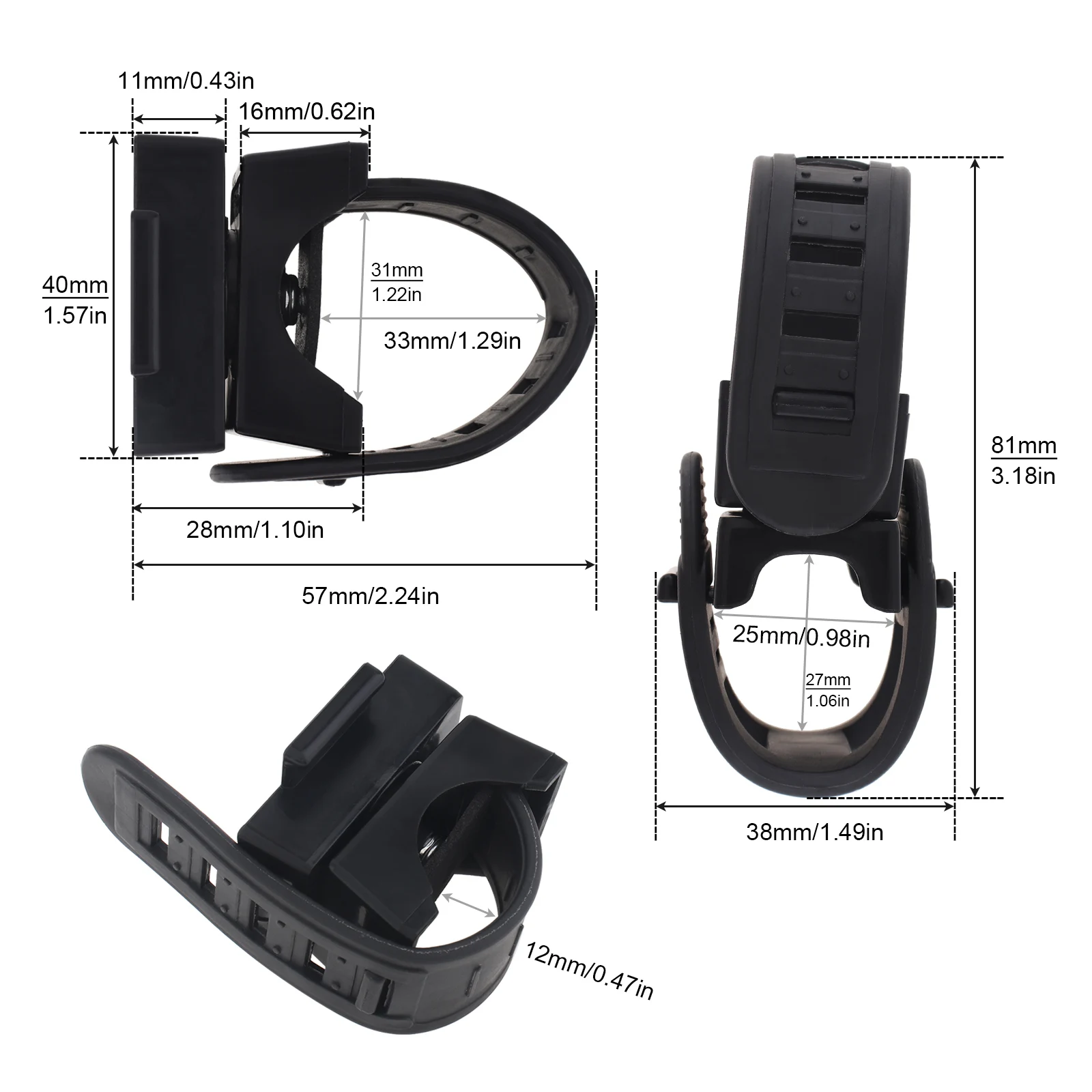 Universal 360 Degree Adjustable Rubber Straps Bicycle Flashlight Clamp Headlight Holder for  LED Flashlights