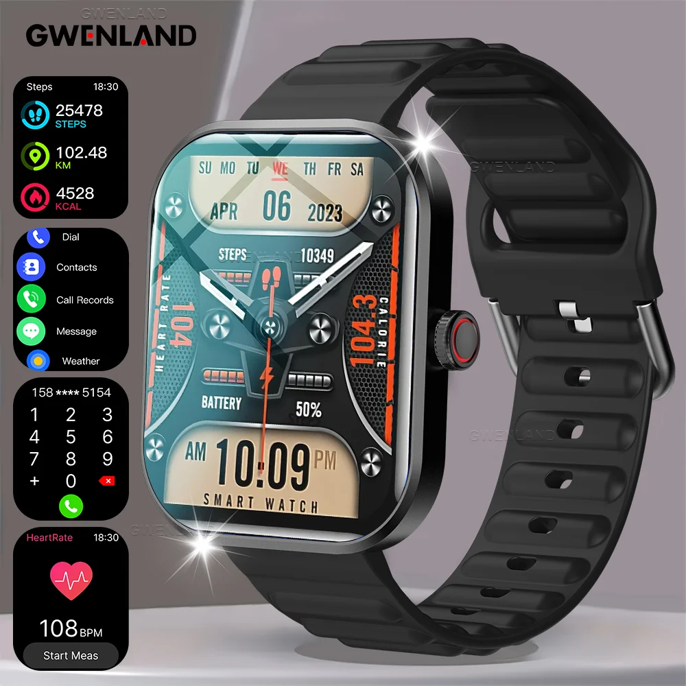 

New Smart Watch for Men Women - 2.01" HD Full Touch Screen, wireless Call, Health monitoring & Sleep Monitor, Fitness Tracker,