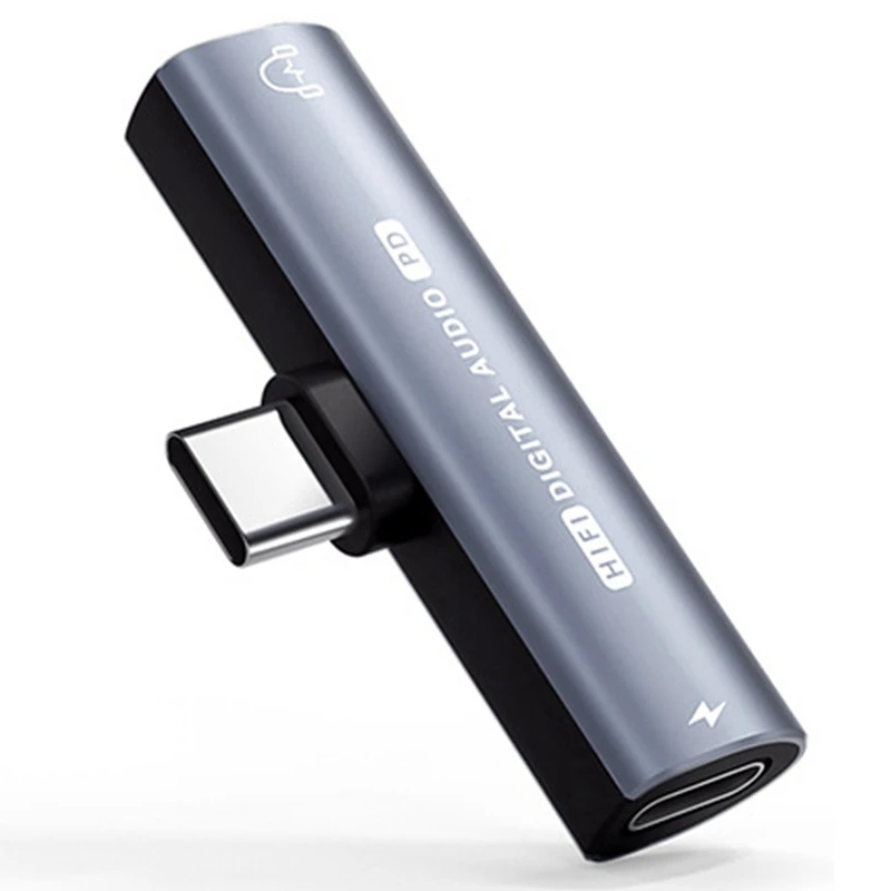 Adaptador de auriculares 2 en 1 USB tipo C a USB C/3,5 Mm, convertidor de Audio DAC de 32 bits/384Khz, decodificador Digital PD2