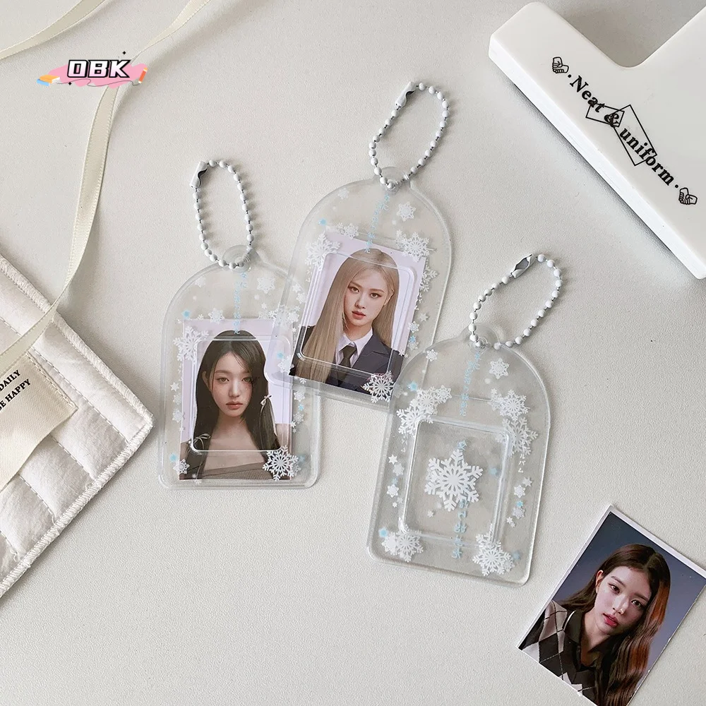 

Акриловый чехол для карт из ПВХ, держатель для фотокарточек, подвеска в форме сердца, украшение, защитный чехол для идол-карт, корейский стиль