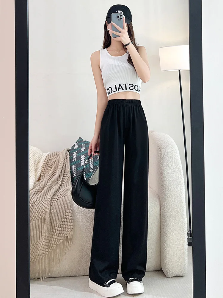 

Новые модные повседневные однотонные брюки с высокой талией, свободный крой, широкие брюки длиной до пола с завязками для женщин, 6 цветов